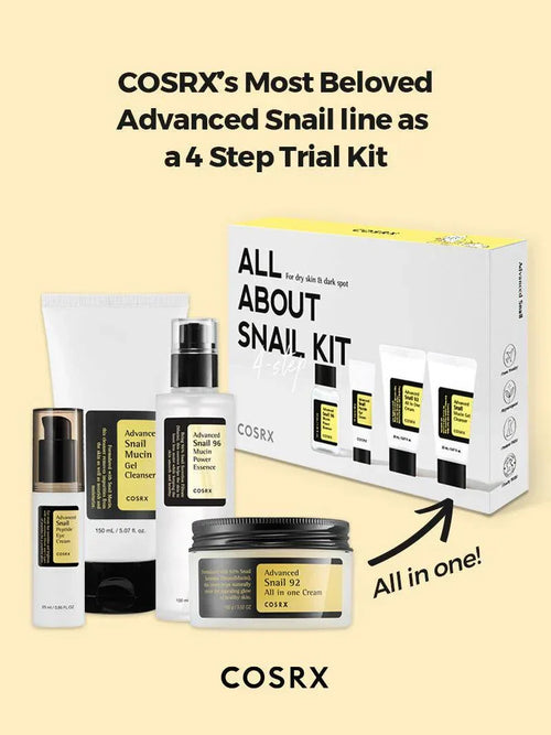COSRX All About Snail Kit 4-Step K-Beauty Glow Set 1+1 Gratis